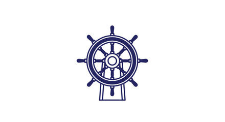 Obraz premium Nautical steering wheel icon on white background symbol of navigation