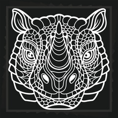 Rhino Head White Pattern