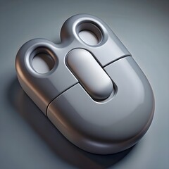 Minimal Gray Computer Mouse with Smooth Ergonomic Design and Central Scroll Button 3D Render on Soft Gradient Background
