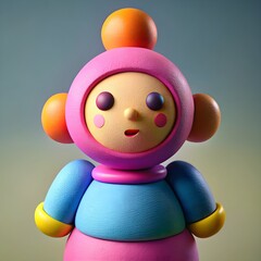 Colorful 3D Cartoon Toy Doll Character Illustration