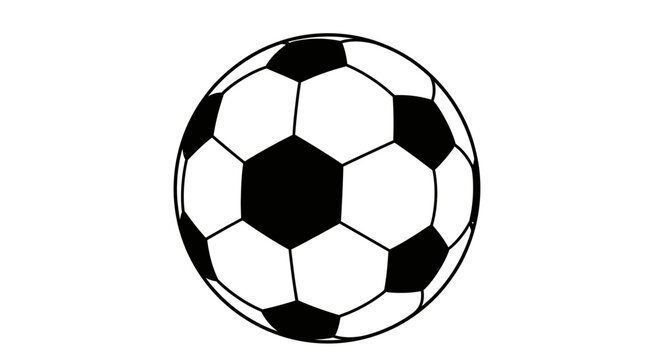 Black and white soccer ball illustration on a plain white background