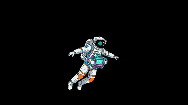 Cute Astronaut Flying With Jetpack