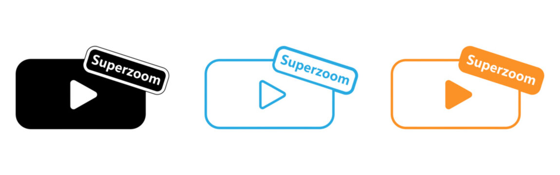 Superzoom logo variations in black blue and orange