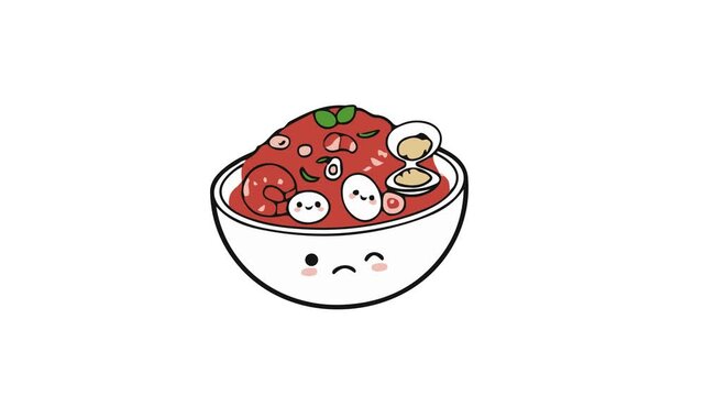 Cute Red Spaghetti Vector Animation