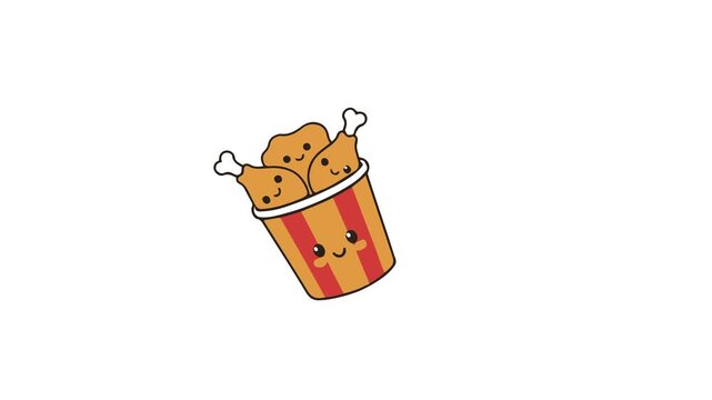 Cute Fried Chicken Pieces Vector Illustration