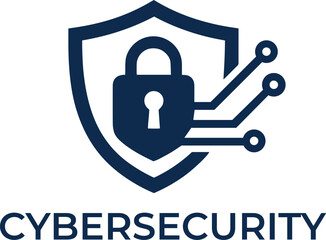 cybersecurity shield lock logo representing digital data protection network security and information safety concept