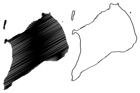 Iwo Jima island (Japan, East Asia, Japanese archipelago) map vector illustration, scribble sketch Io To map