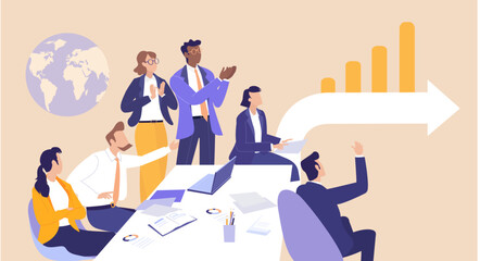 A powerful business team of leaders celebrating victory, success, authority, ambition, teamwork, confidence, and strong leadership driving corporate achievement and growth.