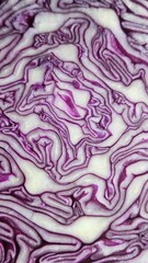 Obraz premium Red Cabbage Texture Background, Macro Vegetable Pattern