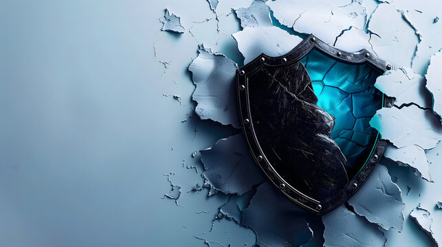 Futuristic Cybersecurity Shield with Glowing Core Advanced Data Protection and Network Security Concept