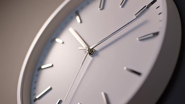Minimal White Clock Face Macro with Soft Shadows