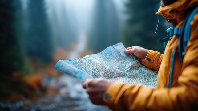 Hiking adventures solo with backpack through mountains, forests, and valleys