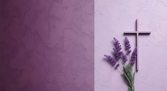 Good friday reflection with cross and lavender symbolism