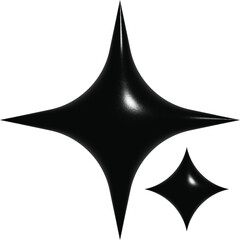 Fototapeta premium 3D Chrome Metallic Star Shape Isolated on Transparent Background, Glossy Abstract Sharp Sparkle Element