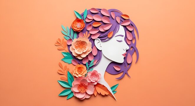 International women's day celebration with floral portrait of a woman