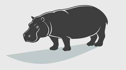 Obraz premium Flat Vector Hippopotamus Illustration for Wildlife and Zoo Design