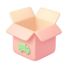 PNG Open box with delivery truck.
