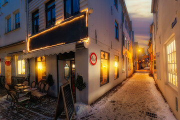Iconic landmarks from the center of Bremen Schnoor, , the Dom Cathedral and old town