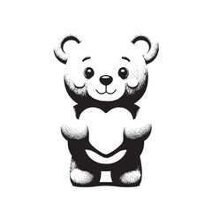 Fototapeta premium Cute panda holding a heart illustration with affectionate expression.