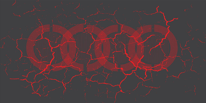 background with lava cracks with red line circles