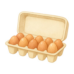 PNG Carton with brown eggs.
