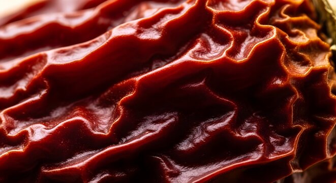 Close-up of a dried red pasilla pepper texture