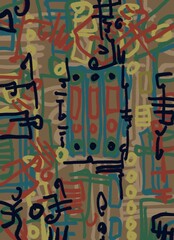 Abstract image for printing. Picture for modern interiors. The picture is painted by hand on a tablet. © neurostructure