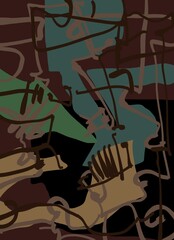 Abstract image for printing. Picture for modern interiors. The picture is painted by hand on a tablet. © neurostructure