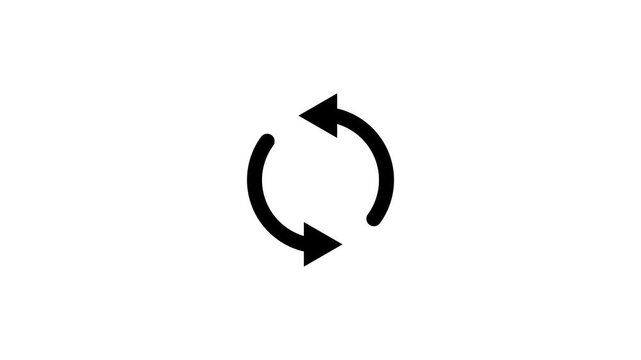 A black and white circular arrow icon pointing in opposite directions