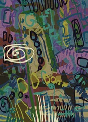 Abstract image for printing. Picture for modern interiors. The picture is painted by hand on a tablet. © neurostructure