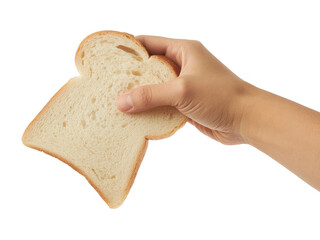 Hand Holding Two Slices of White Bread isolated on a transparent background