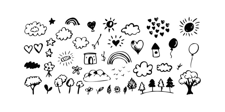 A diverse collection of various icons and symbols representing different objects and concepts Vector