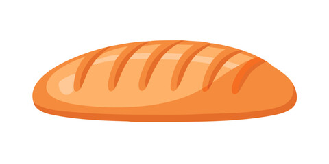 A freshly baked loaf of bread with a golden brown crust and visible scoring. Vector