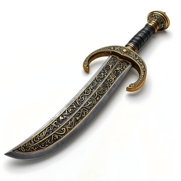 Ancient Persian Scimitar Sword Isolated on White Background