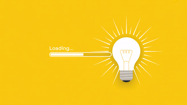 Innovative idea loading with progress bar and light bulb