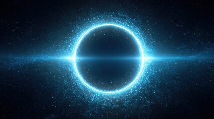 Obraz premium Celestial Symphony: A mesmerizing display of cosmic wonder, with a radiant blue-hued ring of light, captivating the boundless depths of space.