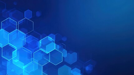 Abstract Technological Hexagons: An innovative digital design showcases a network of interconnected blue hexagons, conveying concepts of technology, data, and future