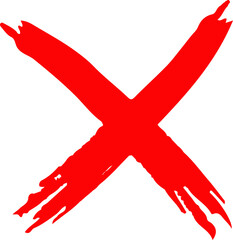 Bold red prohibition sign cross mark symbol isolated on transparent background