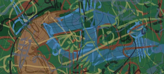 Abstract image for printing. Picture for modern interiors. The picture is painted by hand on a tablet. © neurostructure