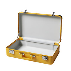 Open suitcase with empty interior isolated on transparent background