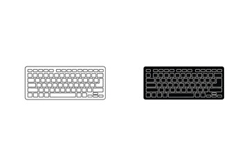 Dual computer keyboards outline and solid black vector illustration