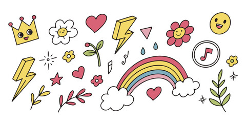 A vibrant and colorful collection of diverse icons and symbols Vector