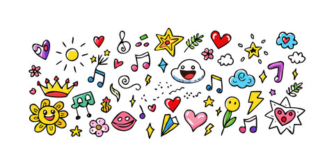 A vibrant and colorful array of various icons and symbols representing different themes and concepts Vector