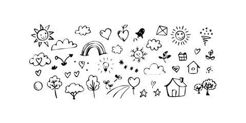 A diverse collection of weather and nature icons in a circular arrangement Vector