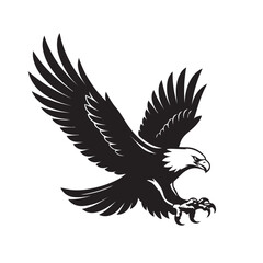 Obraz premium Eagle Clip Art, Flying Eagle Silhouette with Spread Wings Vector, Bald Eagle Emblem Illustration, American Eagle Silhouette, eagle logo black and white, Bald eagle flying png, eagle png, eagle svg, 