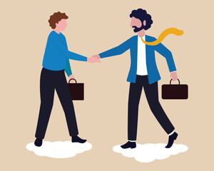 Fototapeta premium Business handshake agreement, two businessmen shaking hands. Partnership or collaboration, marketshare or agreement concept.