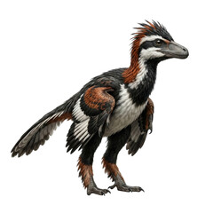 Obraz premium Feathered velociraptor dinosaur isolated. Bird-like predator character.