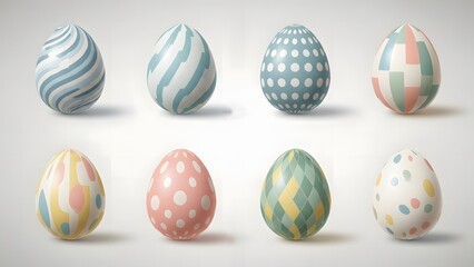 Fototapeta premium Pastel Easter Eggs with Modern Patterns Collection