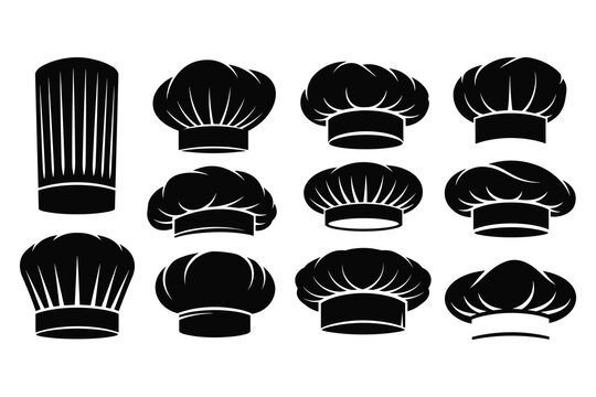 Collection of chef hats and toques in various styles vector illustration