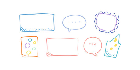 Assorted colorful speech bubbles and shapes on a white background Vector